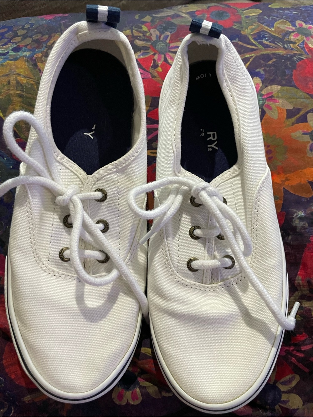 Sperry White Canvas Lace-Up Women's Casual Sneakers Crest Vibe Size 6